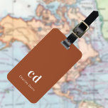 Orangenmonogramm Gepäckanhänger<br><div class="desc">Ein trendiger,  orangefarbener Hintergrund. Personalisieren Sie Ihre Monogrammbriefe und den vollständigen Namen auf der Vorderseite. Ihre Kontaktinformationen auf der Rückseite.</div>