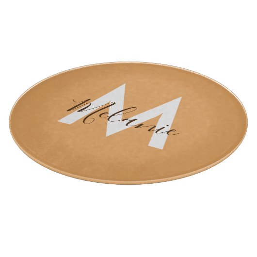 Orangenmonogramm Schneidebrett (Ecke)