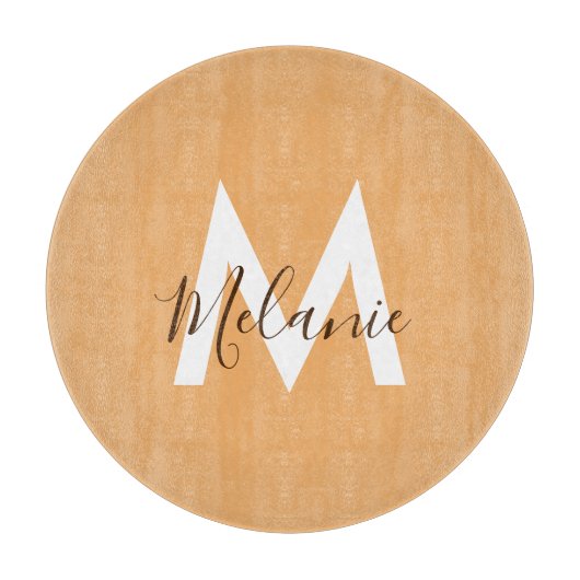 Orangenmonogramm Schneidebrett (Vorderseite)