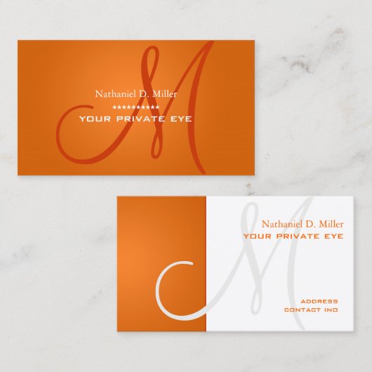 Orangenmonogramm Visitenkarte (Vorne/Hinten)