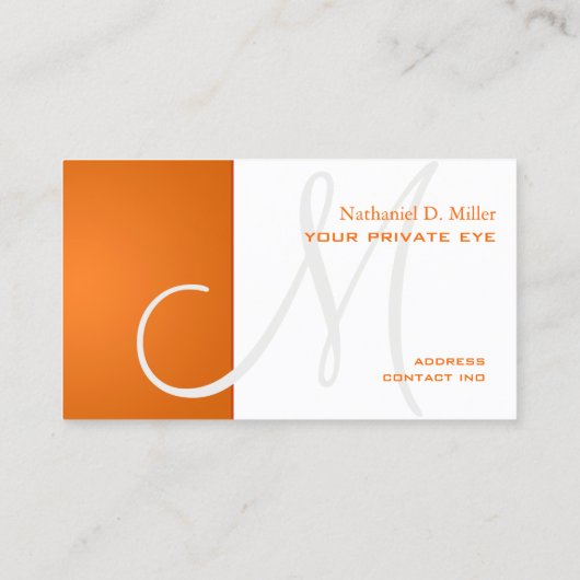 Orangenmonogramm Visitenkarte (Rückseite)