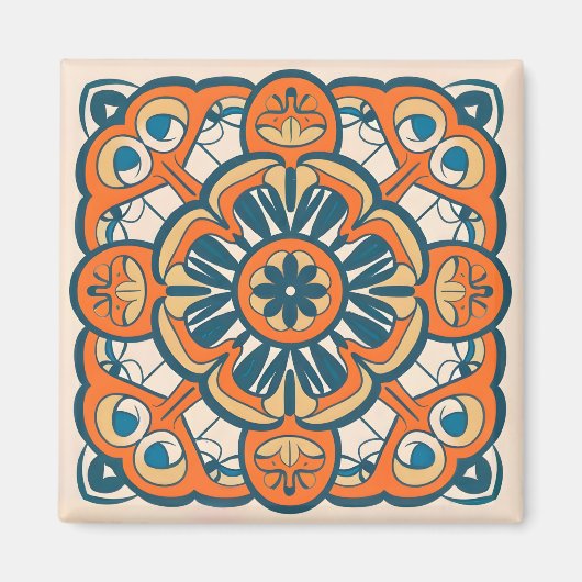 Orangenmosaik Magnet (Vorne)