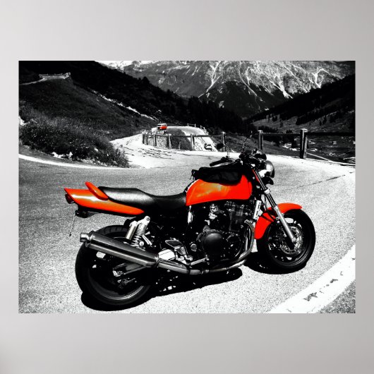 Orangenmotorrad Poster (Vorne)