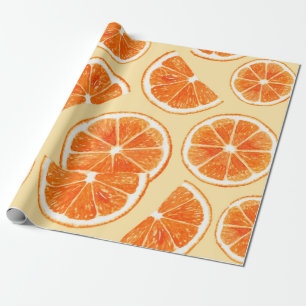 Orangenmuster Früchte, Diät Lebensmittel Aquarellf Geschenkpapier