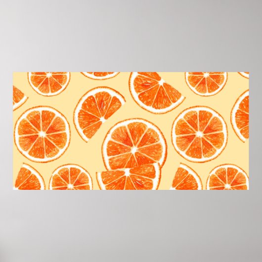 Orangenmuster Früchte, Diät Lebensmittel Aquarellf Poster (Vorne)