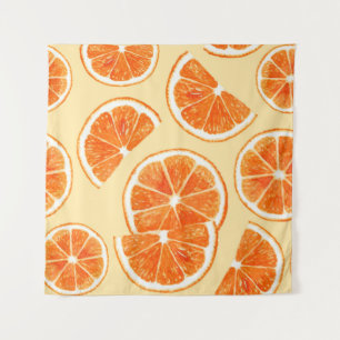 Orangenmuster Früchte, Diät Lebensmittel Aquarellf Wandteppich