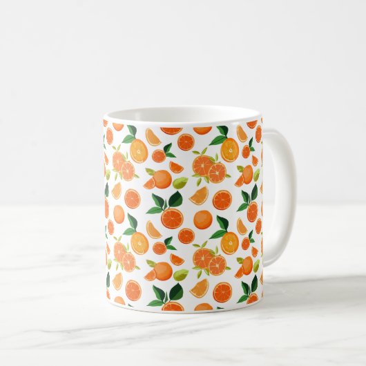 Orangenmuster Kaffeetasse (VorderseiteRechts)