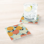 Orangenmuster: Vibrant Nahtloses Design. Glasuntersetzer (Schrägansicht)