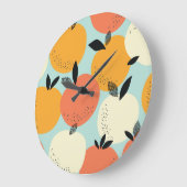 Orangenmuster: Vibrant Nahtloses Design. Große Wanduhr (Winkel)