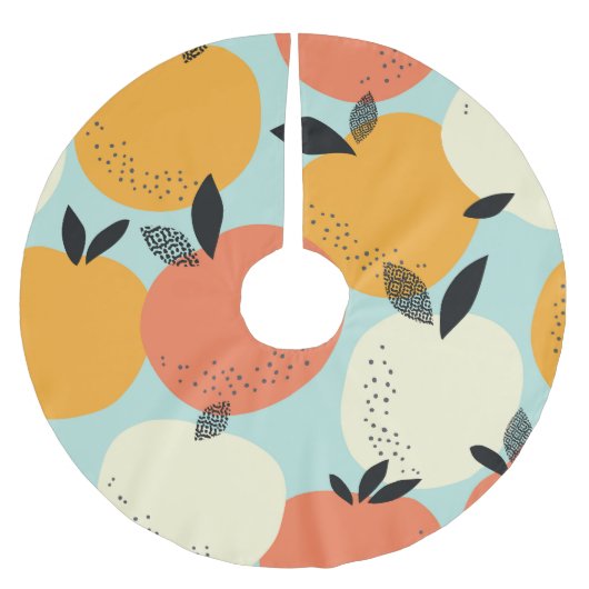 Orangenmuster: Vibrant Nahtloses Design. Polyester Weihnachtsbaumdecke (Vorderseite)