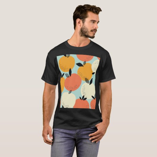 Orangenmuster: Vibrant Nahtloses Design. T-Shirt (Vorne ganz)