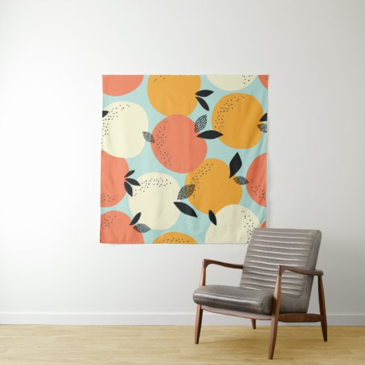 Orangenmuster: Vibrant Nahtloses Design. Wandteppich (Beispiel (Horizontal))