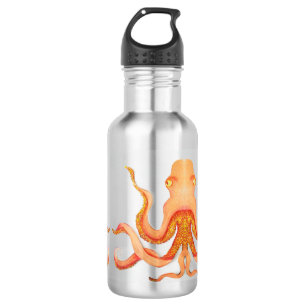 Orangenoktopus Edelstahlflasche