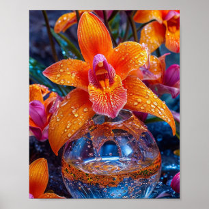 Orangenorchidee Blume Poster