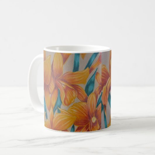 Orangenorchidee Tasse (Vorderseite Links)
