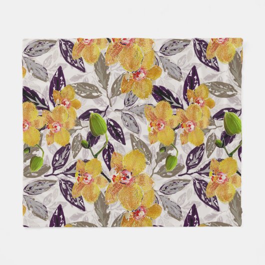 Orangenorchideen. Fleecedecke (Vorderseite (Horizontal))