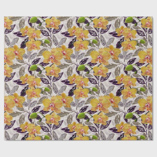 Orangenorchideen. Geschenkpapier (Flach)
