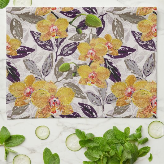 Orangenorchideen. Geschirrtuch (Gefaltet)