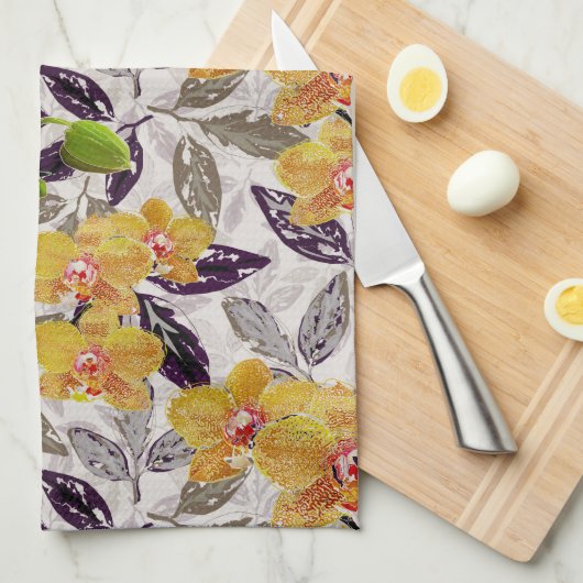 Orangenorchideen. Geschirrtuch (Viertel Falte)