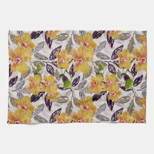 Orangenorchideen. Geschirrtuch (Horizontal)