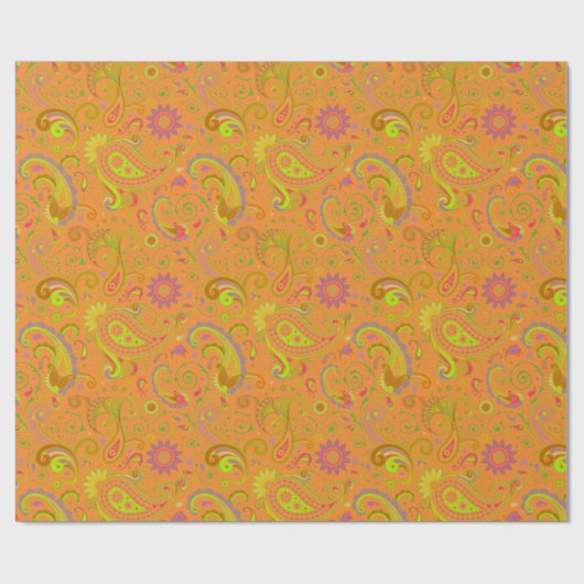 Orangenpaisley Wrapping Paper Geschenkpapier (Flach)