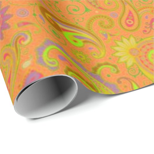 Orangenpaisley Wrapping Paper Geschenkpapier (Rolleneckpunkt)