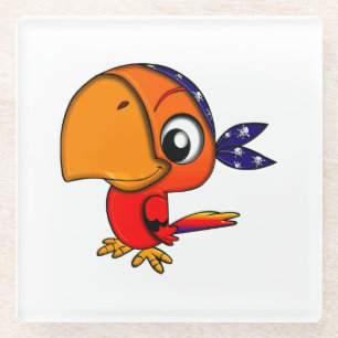 Orangenpapagei-Cartoon Glasuntersetzer