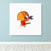 Orangenpapagei-Cartoon Leinwanddruck (Insitu (Holzboden))