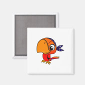 Orangenpapagei-Cartoon Magnet (Vorderseite/Rückseite)