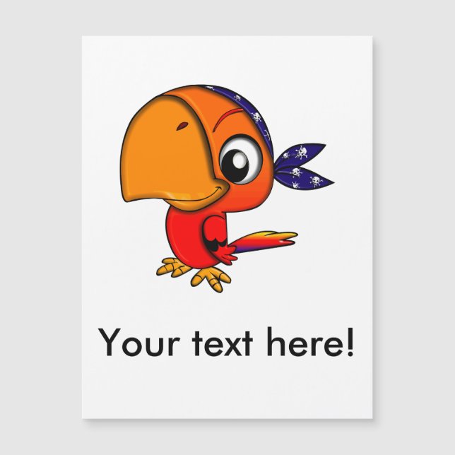 Orangenpapagei-Cartoon Magnetkarte (Vorderseite)