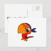 Orangenpapagei-Cartoon Postkarte (Vorne/Hinten)