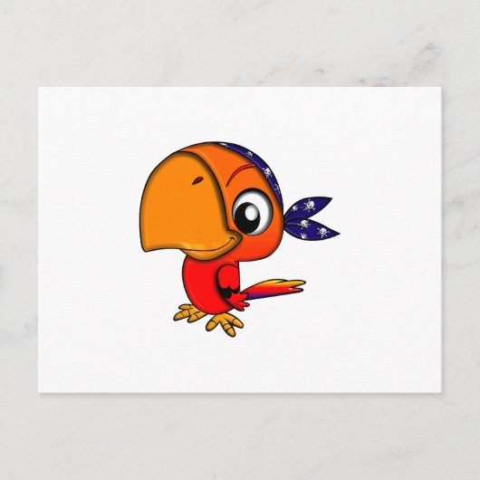 Orangenpapagei-Cartoon Postkarte (Vorderseite)