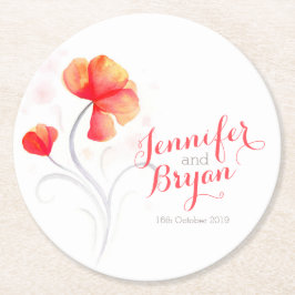 Orangenpapier-Untersetzer für Hochzeiten, Aquarell Runder Pappuntersetzer