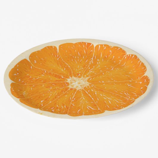 Orangenpapierplatte Pappteller (Schrägansicht)