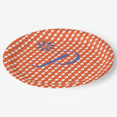 Orangenpapierplatte Pappteller (Schrägansicht)