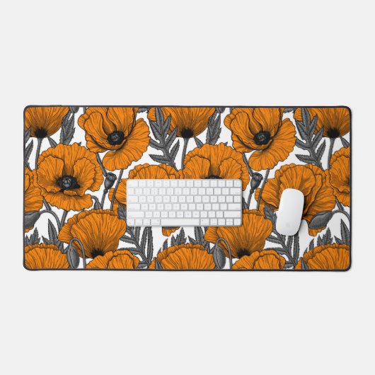 Orangenpflücke auf weiß schreibtischunterlage (Tastatur & Maus)