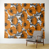Orangenpflücke auf weiß wandteppich (Beispiel (Horizontal))