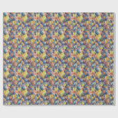 Orangenpinke, blaugelbe Herzen Geschenkpapier (Flach)