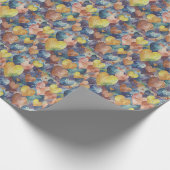 Orangenpinke, blaugelbe Herzen Geschenkpapier (Ecke)
