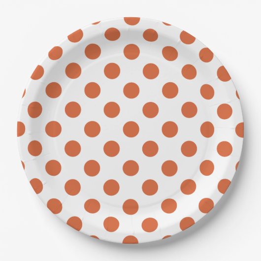 Orangenpolka-Punkte Pappteller (Vorderseite)