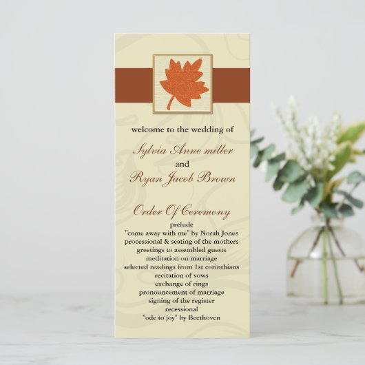 Orangenprogramm Hochzeit im Herbst Programm (Stehend Vorderseite)