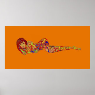 Orangenpsychedelisches Swirl Poster