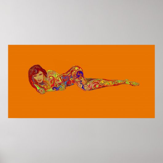 Orangenpsychedelisches Swirl Poster (Vorne)