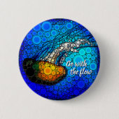 Orangenqualle Blauer Ozean geht mit Fluss Button (Vorderseite)