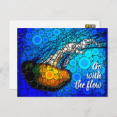 Orangenqualle Blauer Ozean geht mit Fluss Postkarte (Vorne/Hinten)