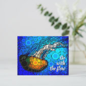 Orangenqualle Blauer Ozean geht mit Fluss Postkarte (Stehend Vorderseite)