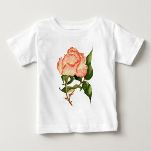 Orangenrosa Blume botanische Aquarellfarbe Baby T-shirt