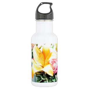 Orangenrosa Hochzeitsblumen - Rose der Lilie Edelstahlflasche