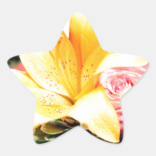 Orangenrosa Hochzeitsblumen - Rose der Lilie Stern-Aufkleber