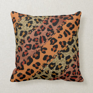 *~* Orangenrost Glitzer Leopard Tiermuster Kissen